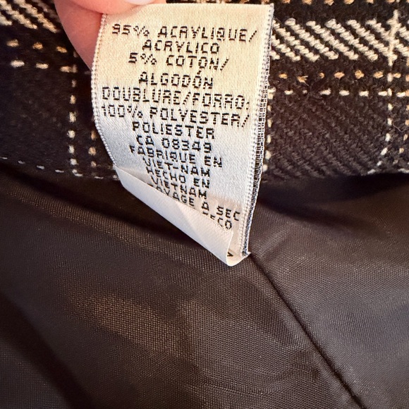 LE SUIT TRENCH-STYLE ELONGATED BELTED 90’S B&W PLAID JACKET SHOULDER PADS LINED - Picture 13 of 16